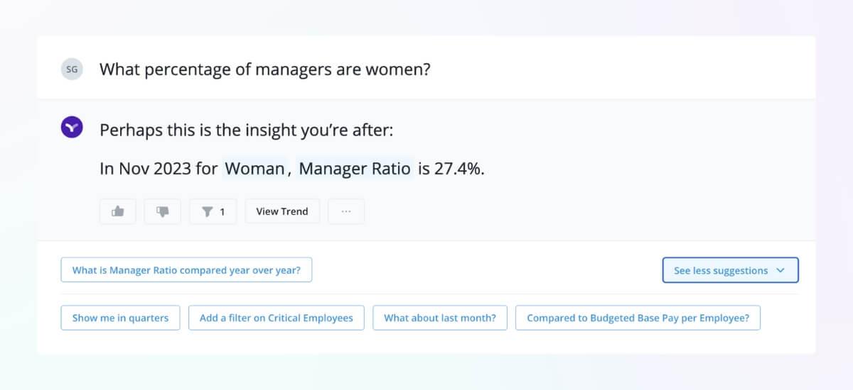 Vee genAI answers questions about gender representation