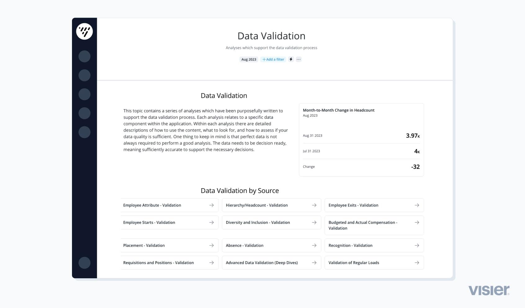 Example of Visier's data validation guidebook