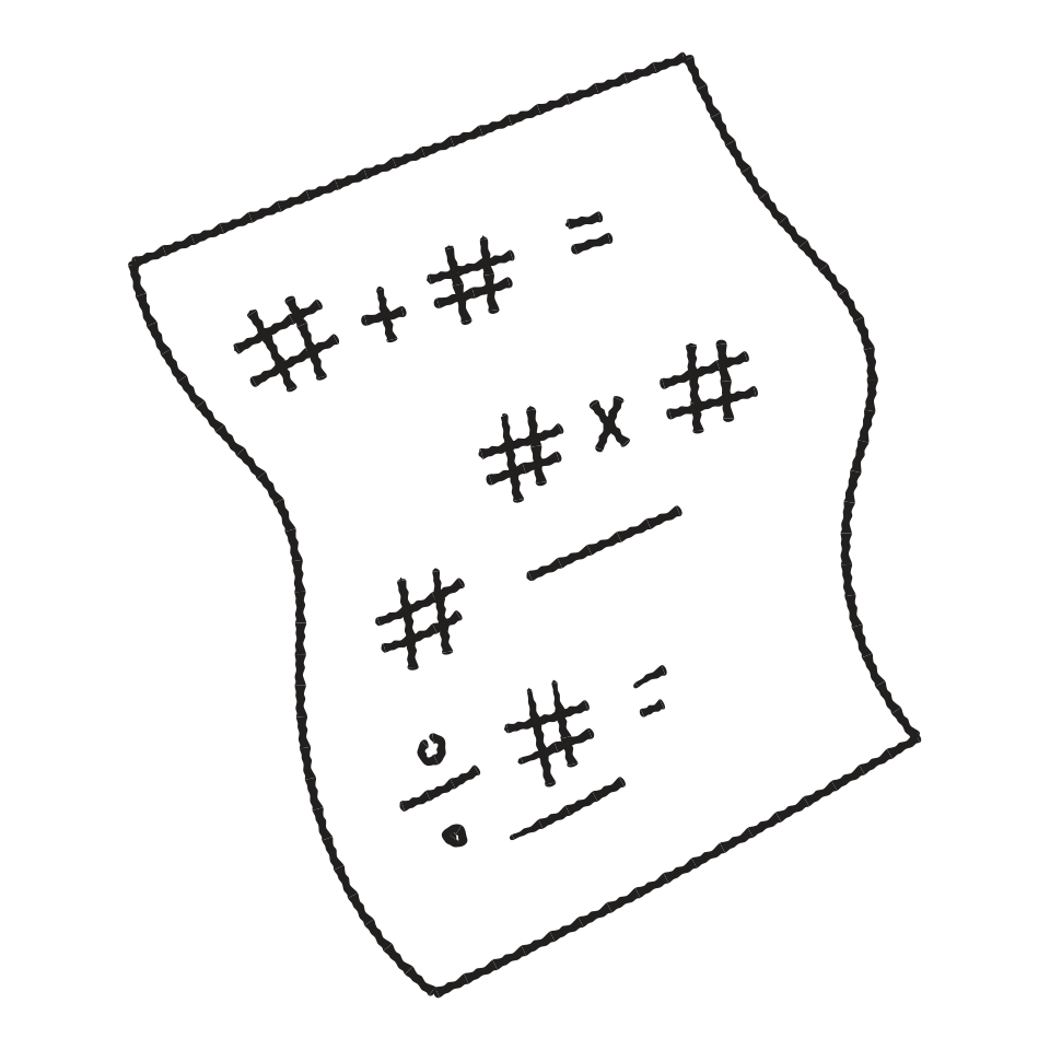 A sheet of hand-written arithmetic